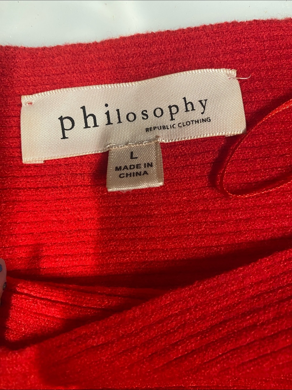 Philosophy Red Off-the-Shoulder Ribbed Sweater - Picture 2 of 3